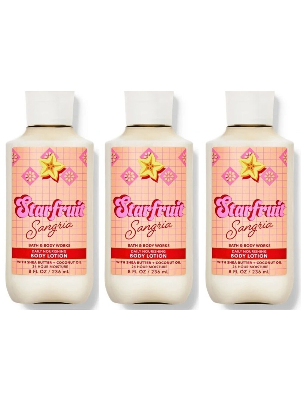 Bath & Body Works Starfruit Sangria Body Lotion  Set of 3 NEW Rare 8oz Each
